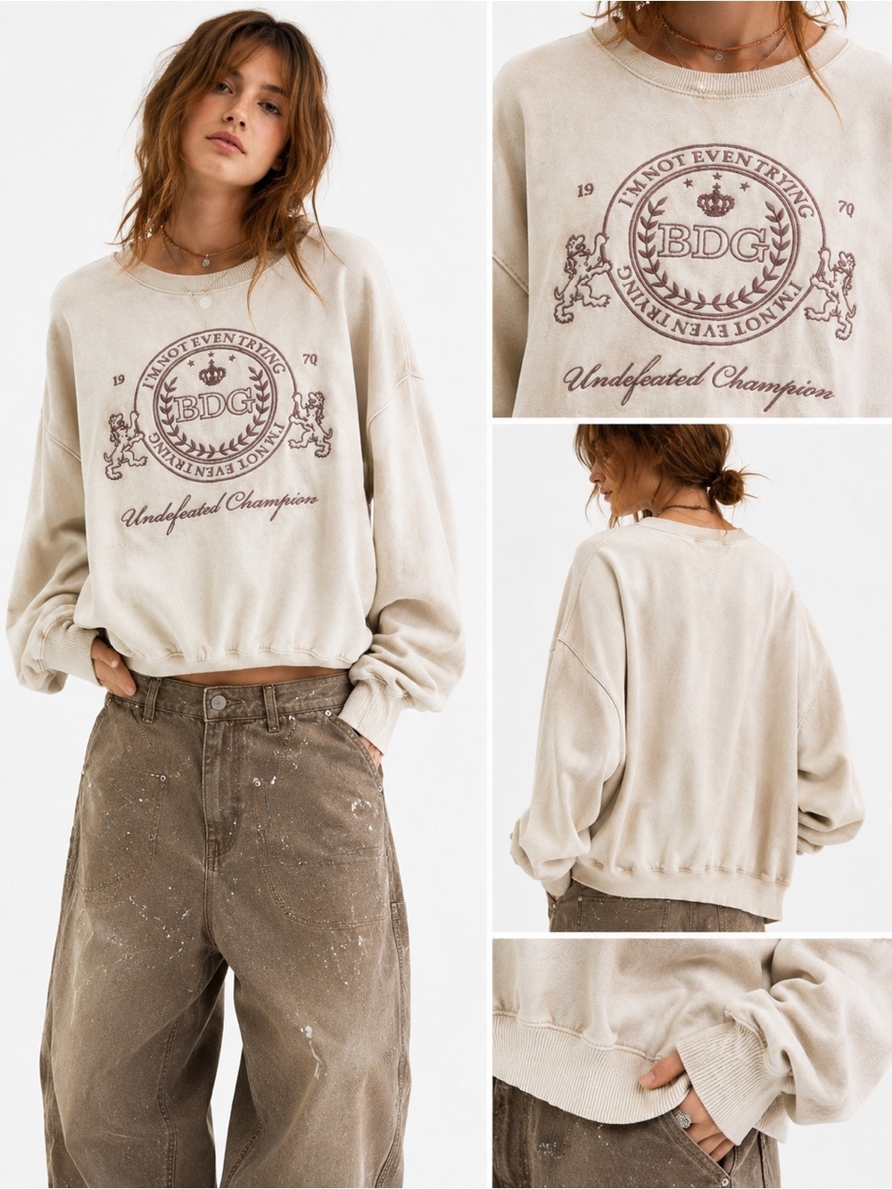BDG Urban Outfitters Undefeated Champion Oversized Graphic Sweatshirt XS